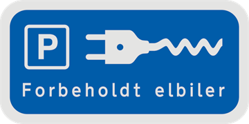Parkering forbeholdt elbiler ( Blå )